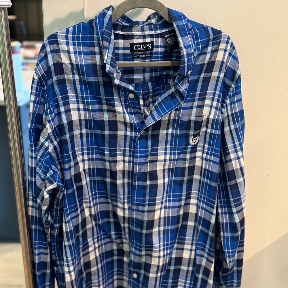 Men's Chaps Blue Dress Shirt, never worn- XXL
